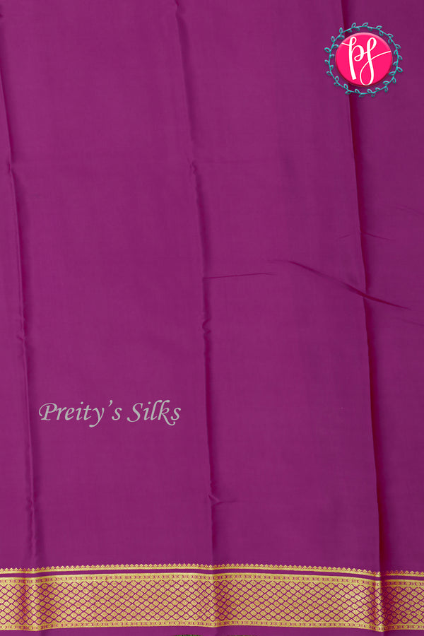 Pure Mysore Crepe Silk Saree-Olive green And Purple-PA22389