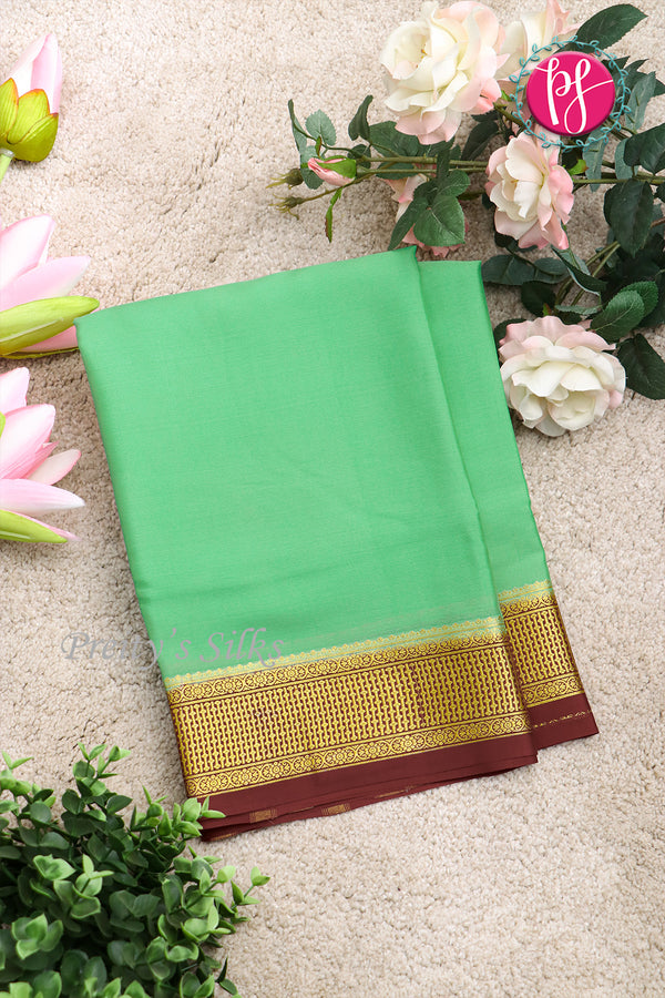 Pure Mysore Crepe Silk Saree -Pistagreen And Maroon-PF82724