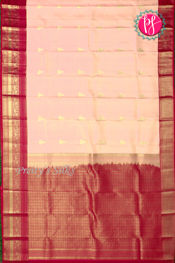 Pure Kanchipuram Silk Saree-Peach And Richmejentapink-PA23514