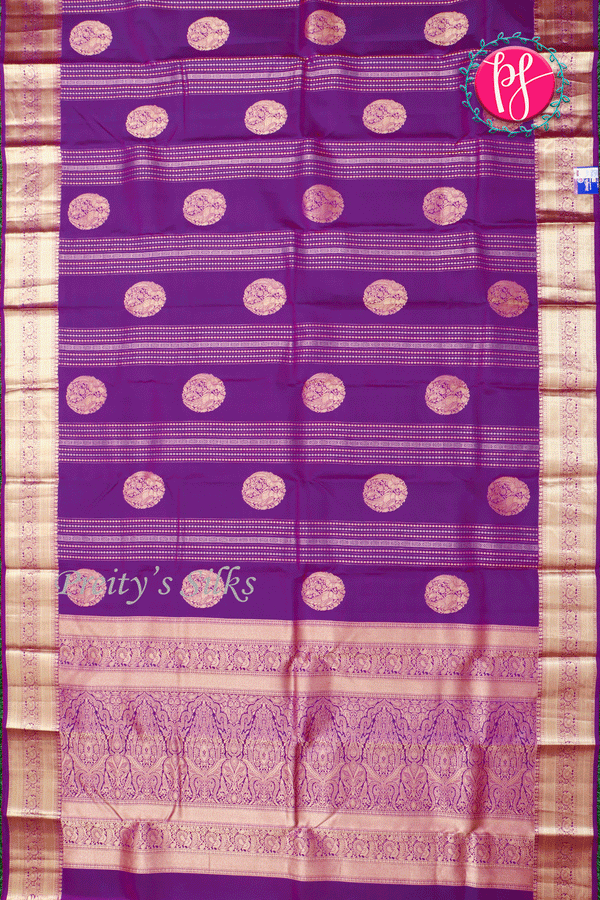 Pure Dual shade Kanchipuram Silk Saree-Purple-PA34466