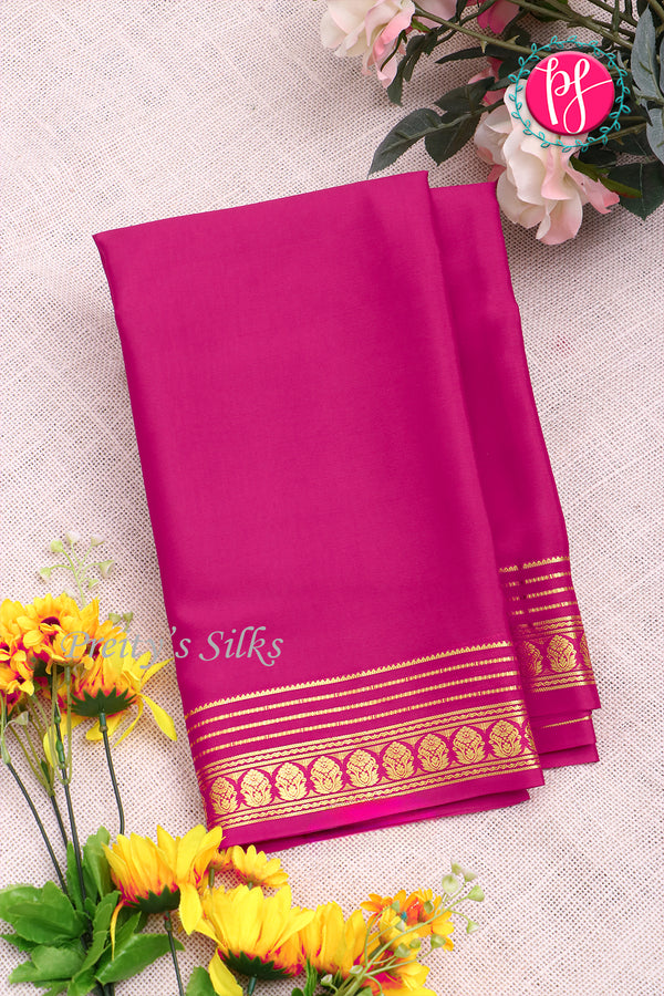 Pure Mysore Crepe Silk Saree-Rani pink-PA21845