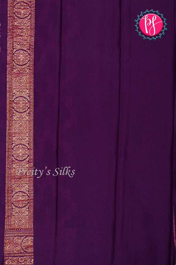 PURE KADDI BANARASI CREPE SILK SAREE-Purple-PA29680