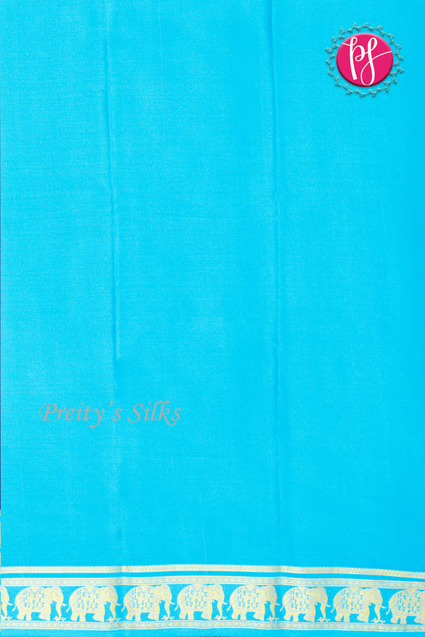 Pure Mysore Crepe Silk Saree-Contrast-Navyblue And Skyblue-PA19804