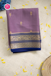Pure Mysore Crepe Silk Saree-Mauve And Navyblue-PA56143