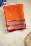Pure Mysore Crepe Silk Saree-Orange And Pink-PA56143