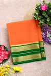 Pure Mysore Crepe Silk Saree-Marigold orange And Green-PA19929