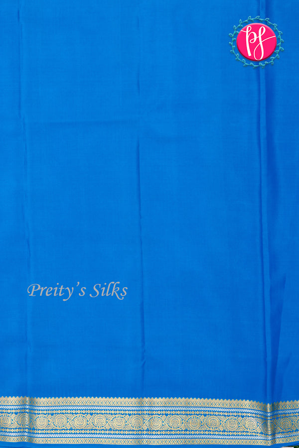 Pure Mysore Crepe Silk Saree-Royalblue And Tealblue-PA46766