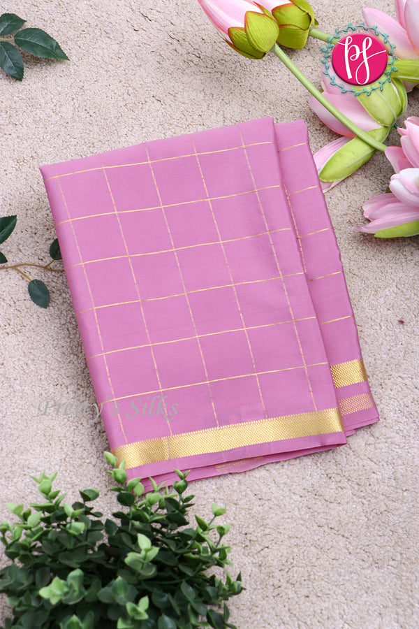 Pure Mysore Crepe Silk Saree (With singlechecks) -Lilac-PA10730