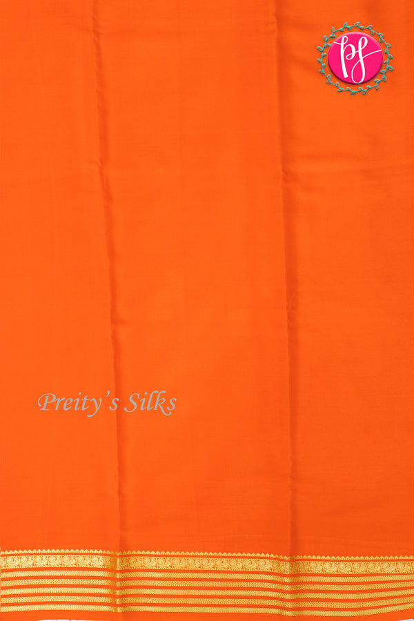 Pure Mysore Crepe Silk Saree-Neongreen And Orange-PA28717