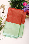 Half Pure Kanchipuram Silk Saree-Red And Skyblue-PF60538