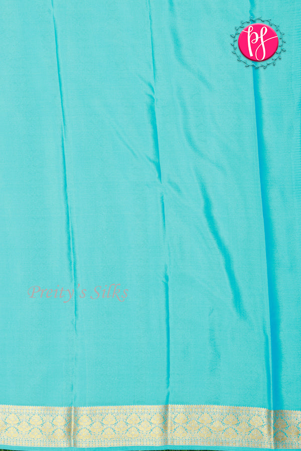Pure Mysore Crepe Silk Saree-Royalblue And Skyblue-PA46832