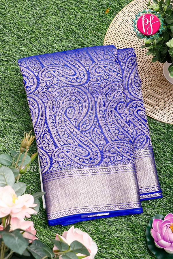 Pure Designer Crepe Silk Saree-Royalblue-PA20203