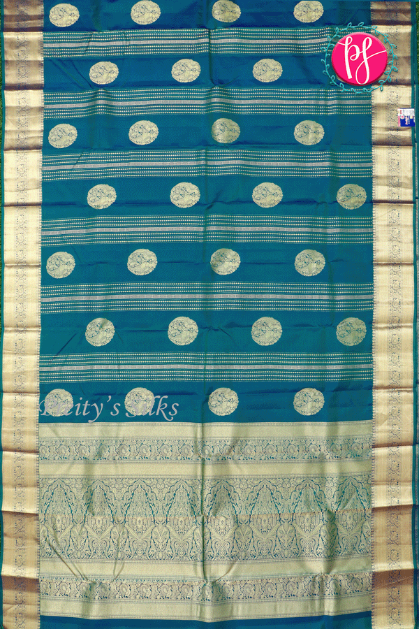 Pure DualShade Kanchipuram Silk Saree-Paecockblue-PA34466