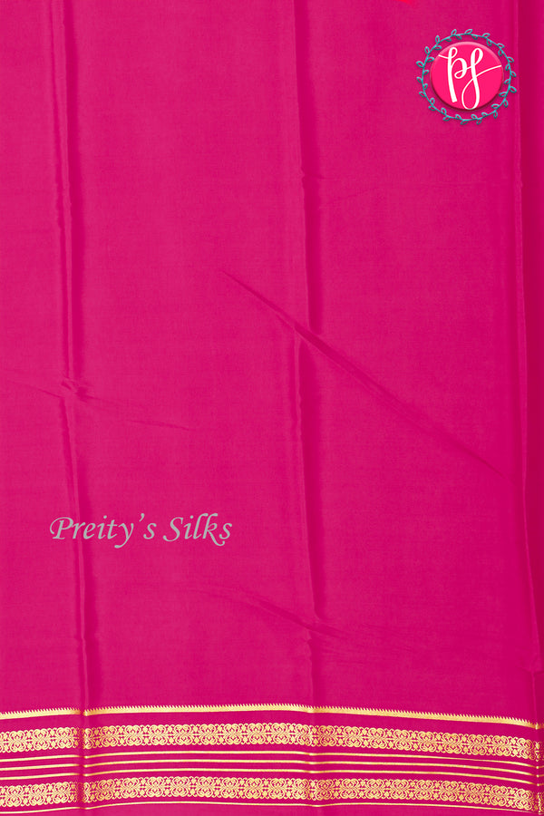 Pure Mysore Crepe Silk Saree- Orange And Pink-PA34172