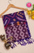 Pure Pochampally Soft Silk saree- Deep Wine with Ink Blue-PF03817