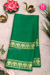 Pure Mysore Crepe Silk Saree-Gandaberunda Border-Green-PA20598