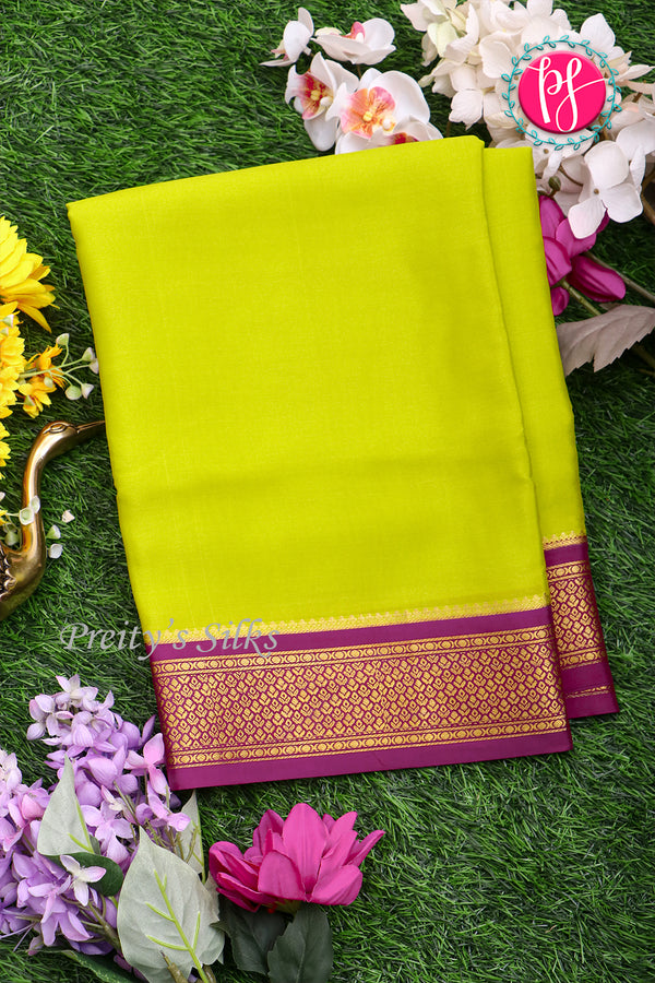 Pure Mysore Crepe Silk Saree-Olive green And Deepmejentapink-PA22355