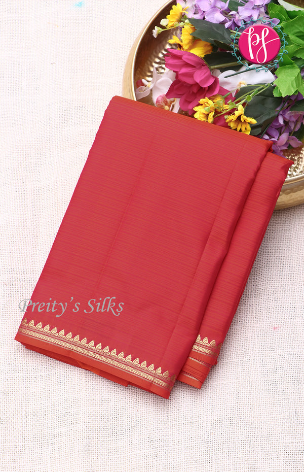 Pure Kanchipuram Silk Saree- Orangish Pink-PF68591