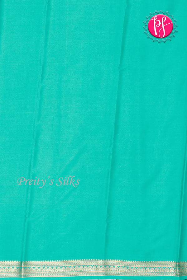 Pure Mysore Crepe Silk Saree-Double Checks-Deepwine And Aquablue-PA26523