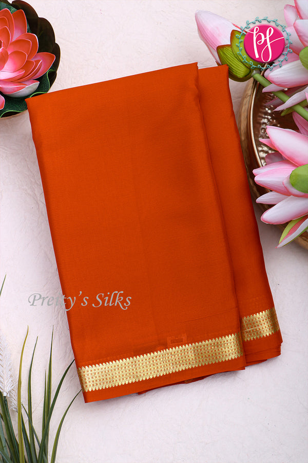Pure Mysore Crepe Silk Saree -Orange-PA03056