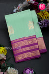 Half Pure Kanchipuram Silk Saree-Pastelgreen And Purple-PA25832