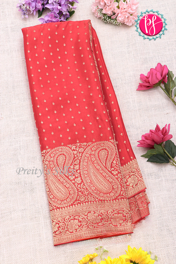 PURE KADDI BANARASI GEORGETTE SILK SAREE-Red-PA23833