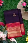 Pure Kanchipuram Silk Saree-Deepdarkplum And Red-PA23601