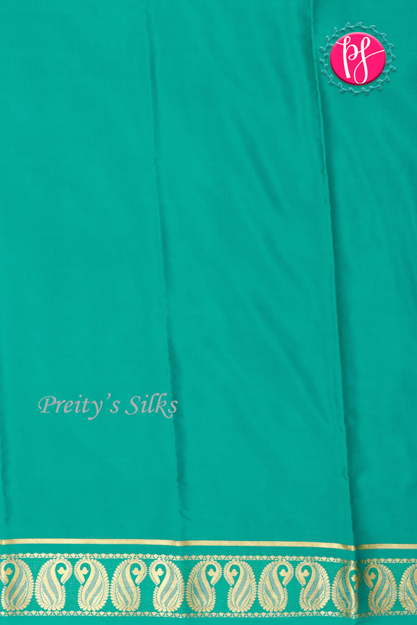 Pure Mysore Crepe Silk Saree -Deeppurple And Dark Cyan-PA47159