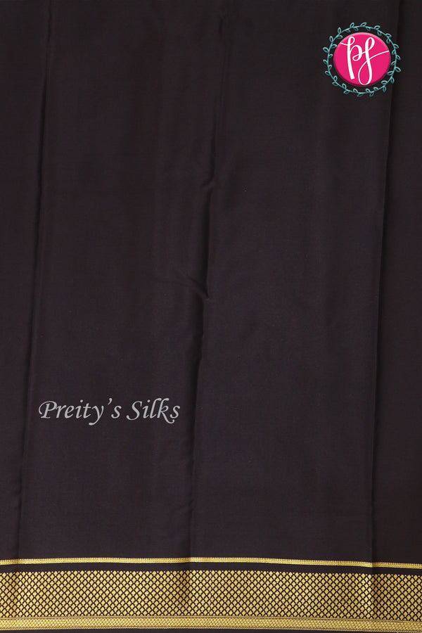 Pure Mysore Crepe Silk Saree -Mustardyellow And Black-PA10699