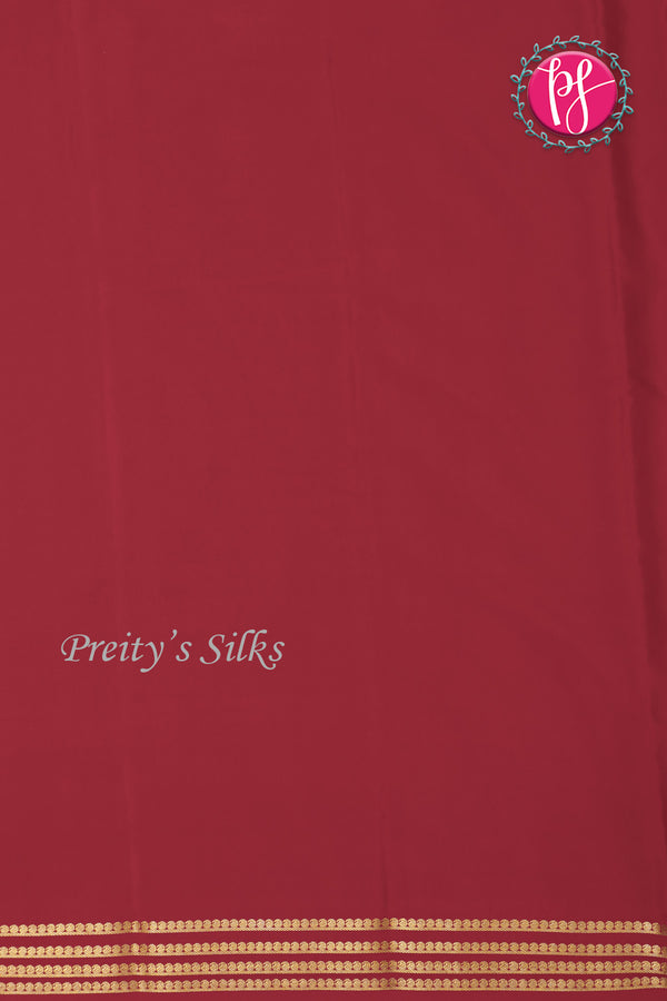 Pure Mysore Crepe Silk Saree-Soft Pink and Maroon-PA19960