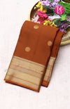 Half Kanchipuram Silk Saree-Rust Orange With Deep Purple-PF68675