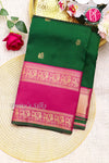 Pure Kanchipuram Silk Saree-Green And pink-PF63079