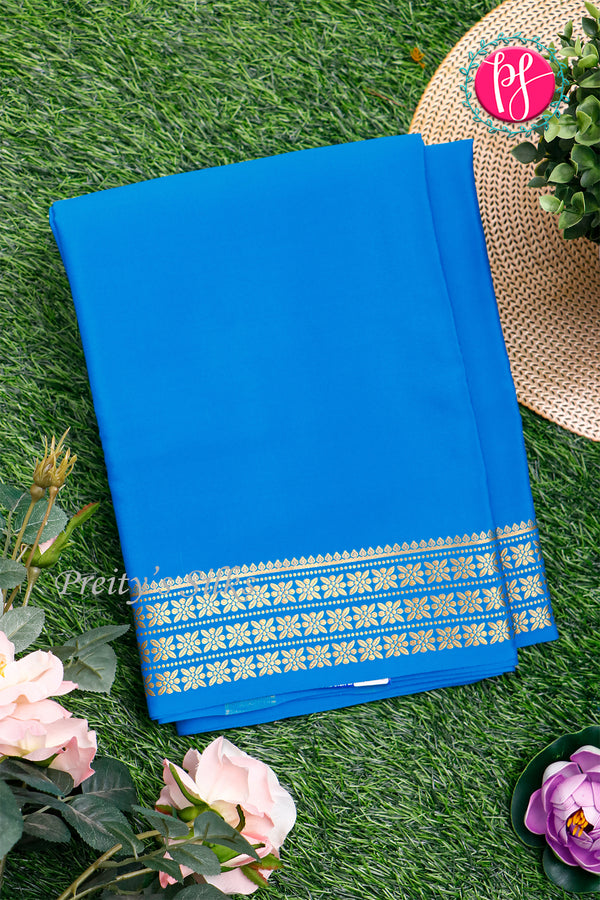 Pure Mysore Crepe Silk Saree-Skyblue-PA19578