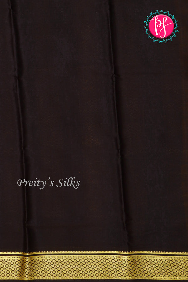 Pure Mysore Crepe Silk Saree-Mustardyellow And Black-PA22389