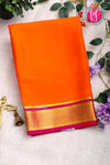 Pure Mysore Crepe Silk Saree -Orange And Pink-PF82620