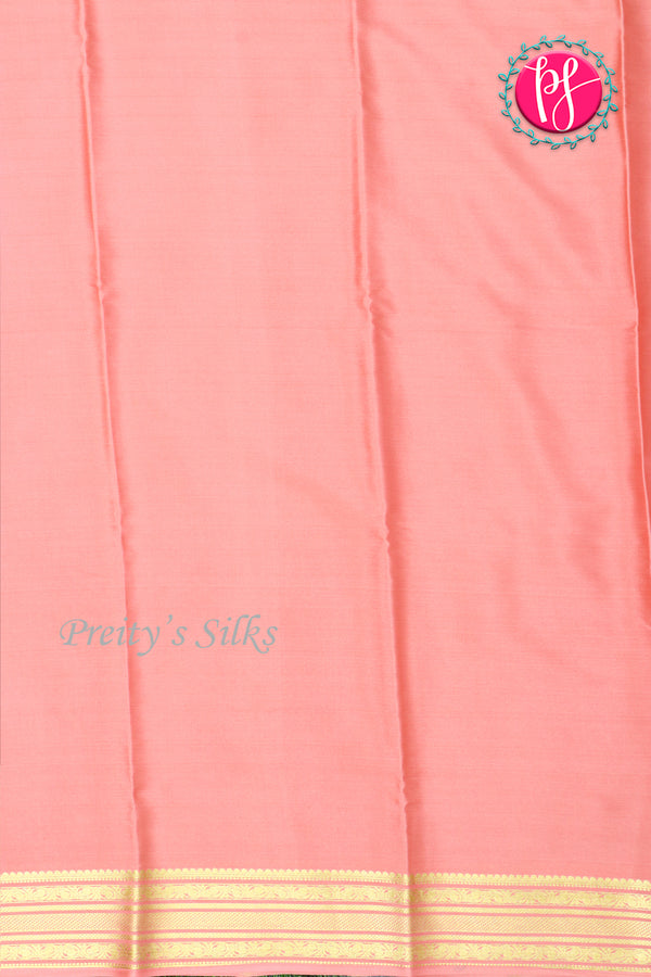 Pure Mysore Crepe Silk Saree-Chocolatebrown And Peach-PA28981