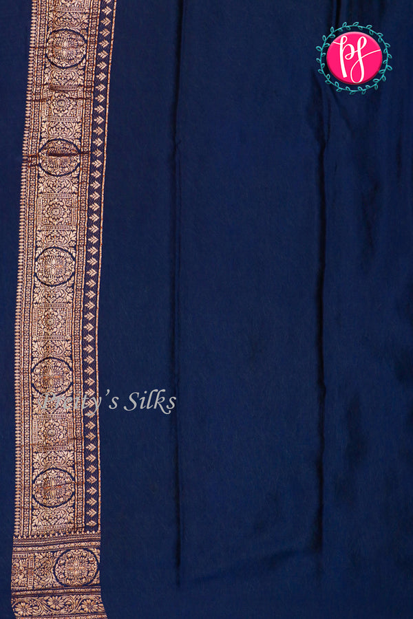 PURE KADDI BANARASI GEORGETTE SILK SAREE-Navyblue-PA29680