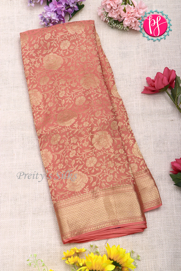 PURE KADDI BANARASI GEORGETTE SILK SAREE-Mauve Red-PA23868
