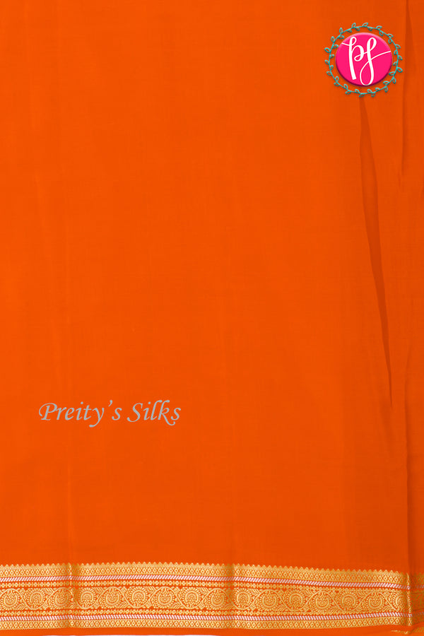 Pure Mysore Crepe Silk Saree-Grey And Orange-PA46766