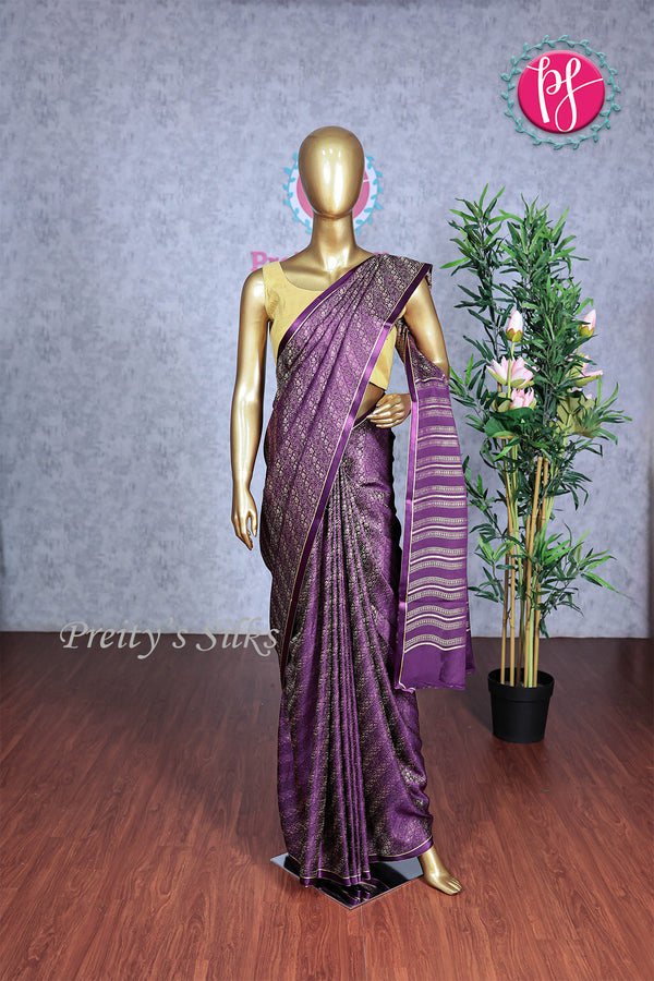 PURE KADDI BANARASI GEORGETTE SILK SAREE-Deep Violet -PA14778