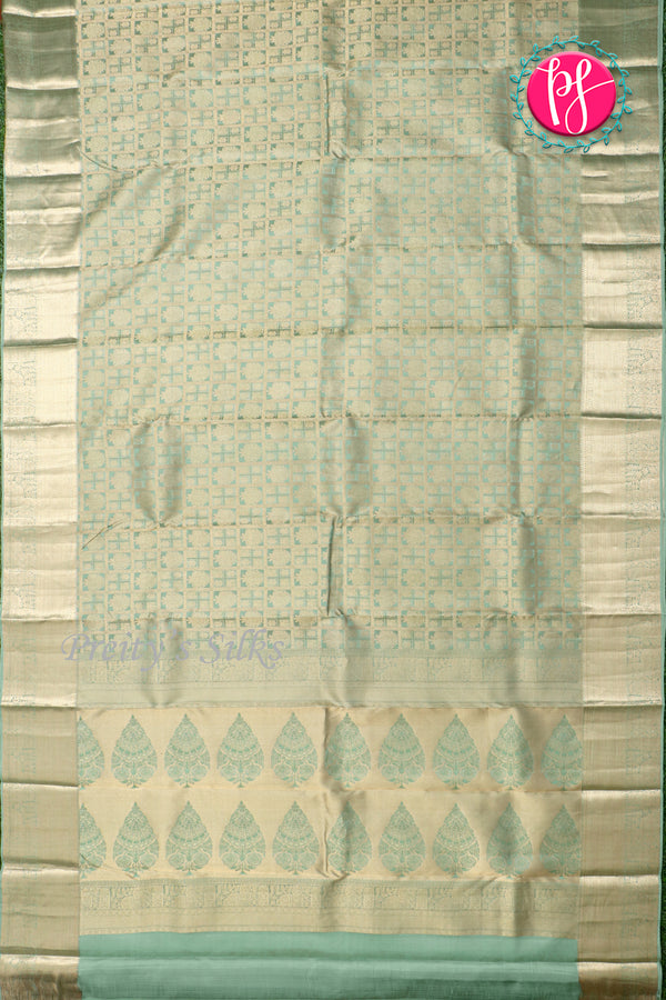 Pure Brocade Kanchipuram Silk Saree-Pistagreen-PA24535