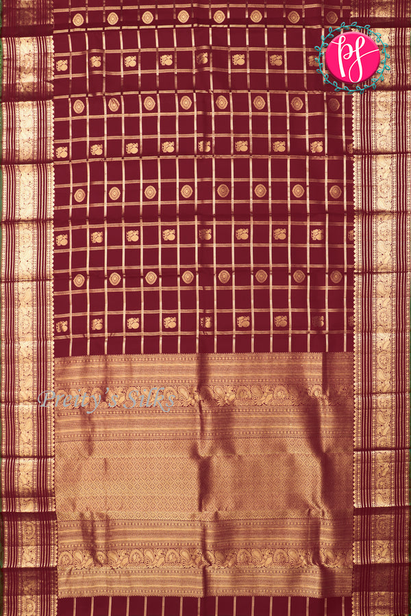 Pure Kanchipuram Silk Saree-Maroon And Green-PA27234