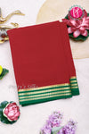 Pure Mysore Crepe Silk Saree-Red And Green-PA19960