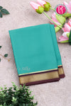 Pure Mysore Crepe Silk Saree -Teal Blue And Chocolatebrown-PA10650