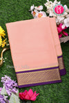 Pure Mysore Crepe Silk Saree-Peach And Purple-PA22355