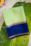 Pure Mysore Crepe Silk Saree-Pistagreen And Navyblue- PA56316