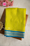 Pure Mysore Crepe Silk Saree-Olivegreen And Tealblue-PA57314