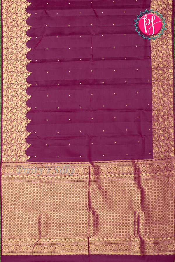 Pure Kanchipuram Silk Saree-Wine-PA27253