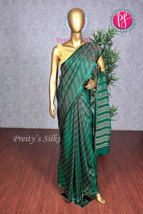 PURE KADDI BANARASI GEORGETTE SILK SAREE-Bottlegreen-PA14778
