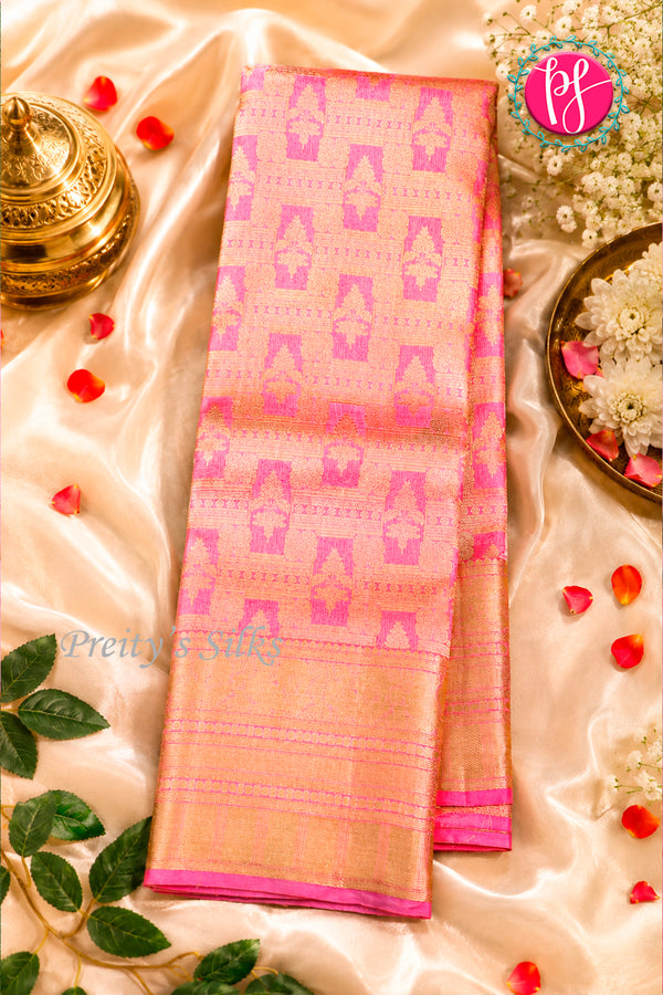 PureBrocade Kanchipuram Silk Saree-Pastelpink-PA24536